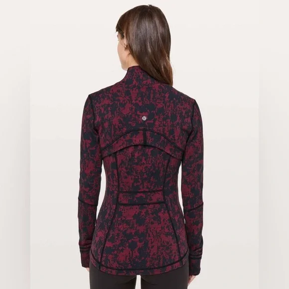 🍒LULULEMON DEFINE Jacket sz 8 SCATTER BLOSSOM JACQUARD Black/Garnet Red - Picture 7 of 7